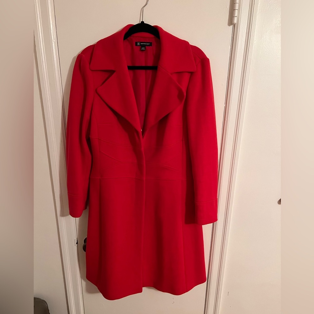 INC Red Fall Red Long Coat - Large